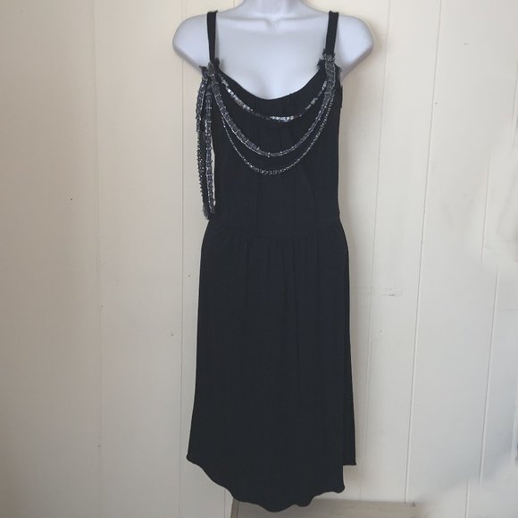REBECCA TAYLOR Black Sequins & Beads Embellished Cocktail Dress Size 0 - Picture 2 of 9